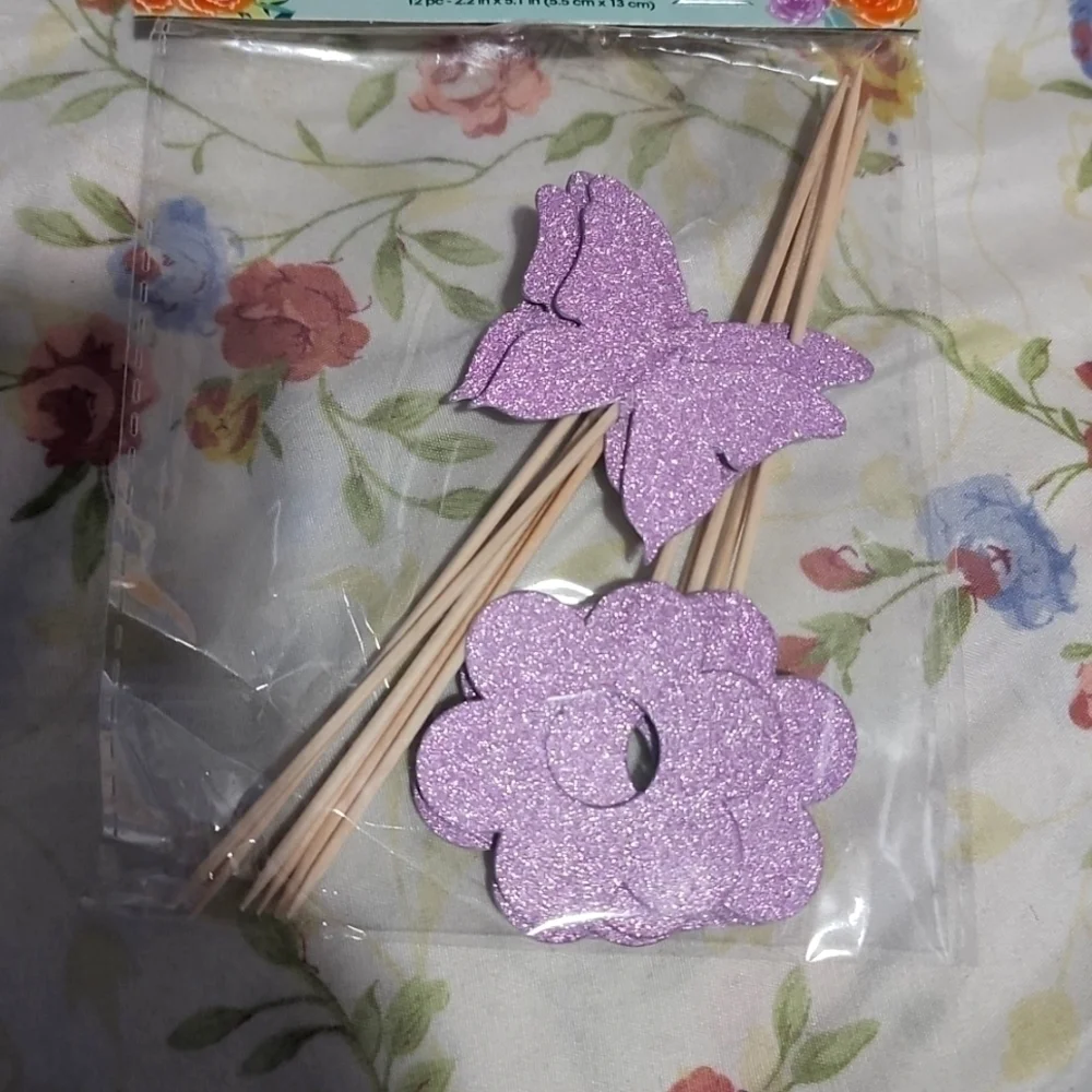 BIRTHDAY Cake Topper Flower and Butterfly
